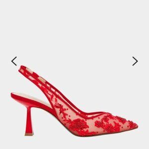 Betsey Johnson Nikki Red Slingback Heels Size 6